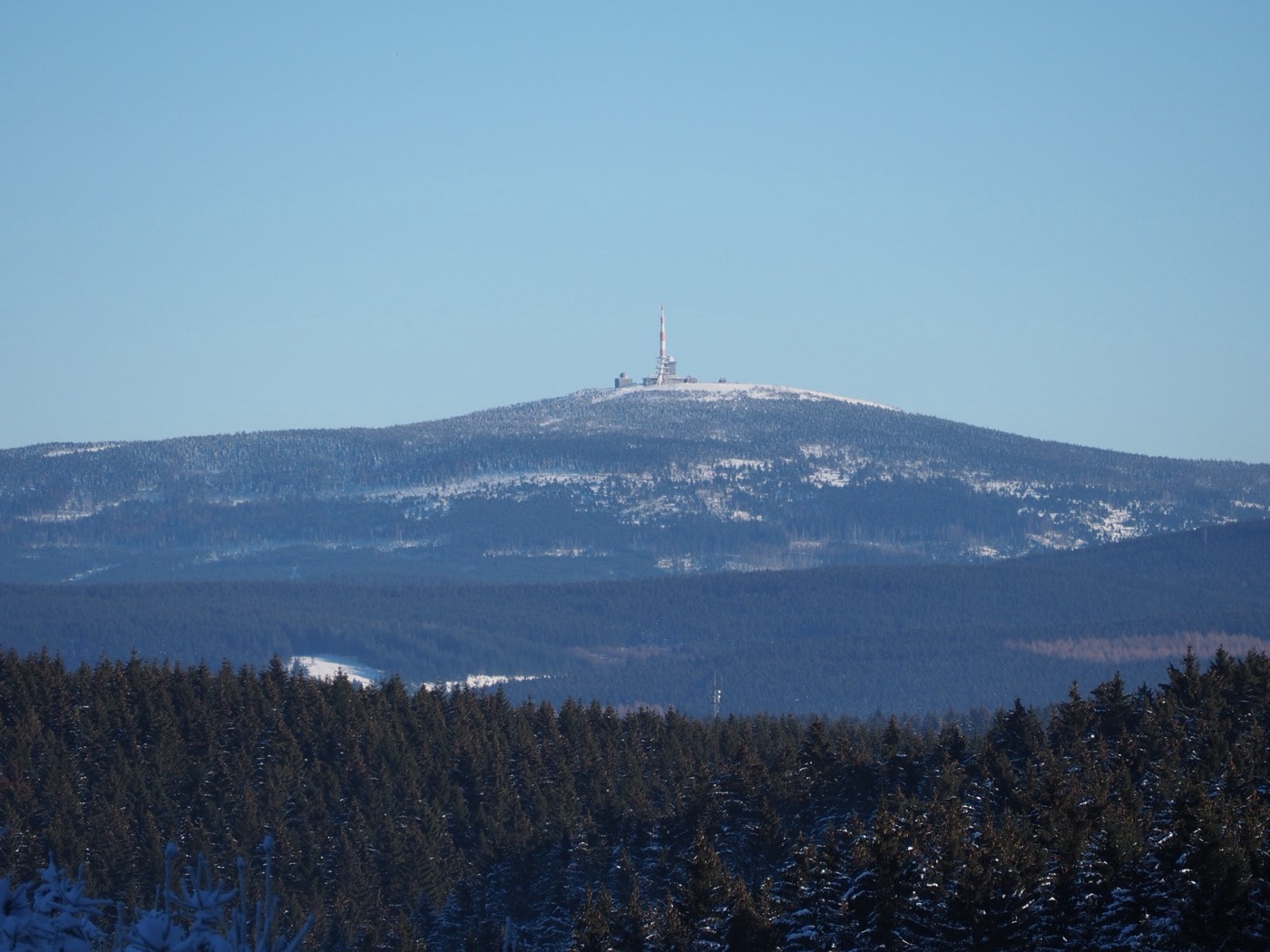 Wide view across the rolling Harz landscape from the Brocken