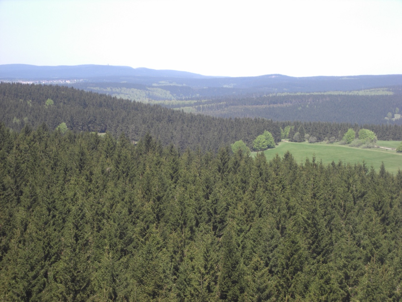 Summit view over a German upland range