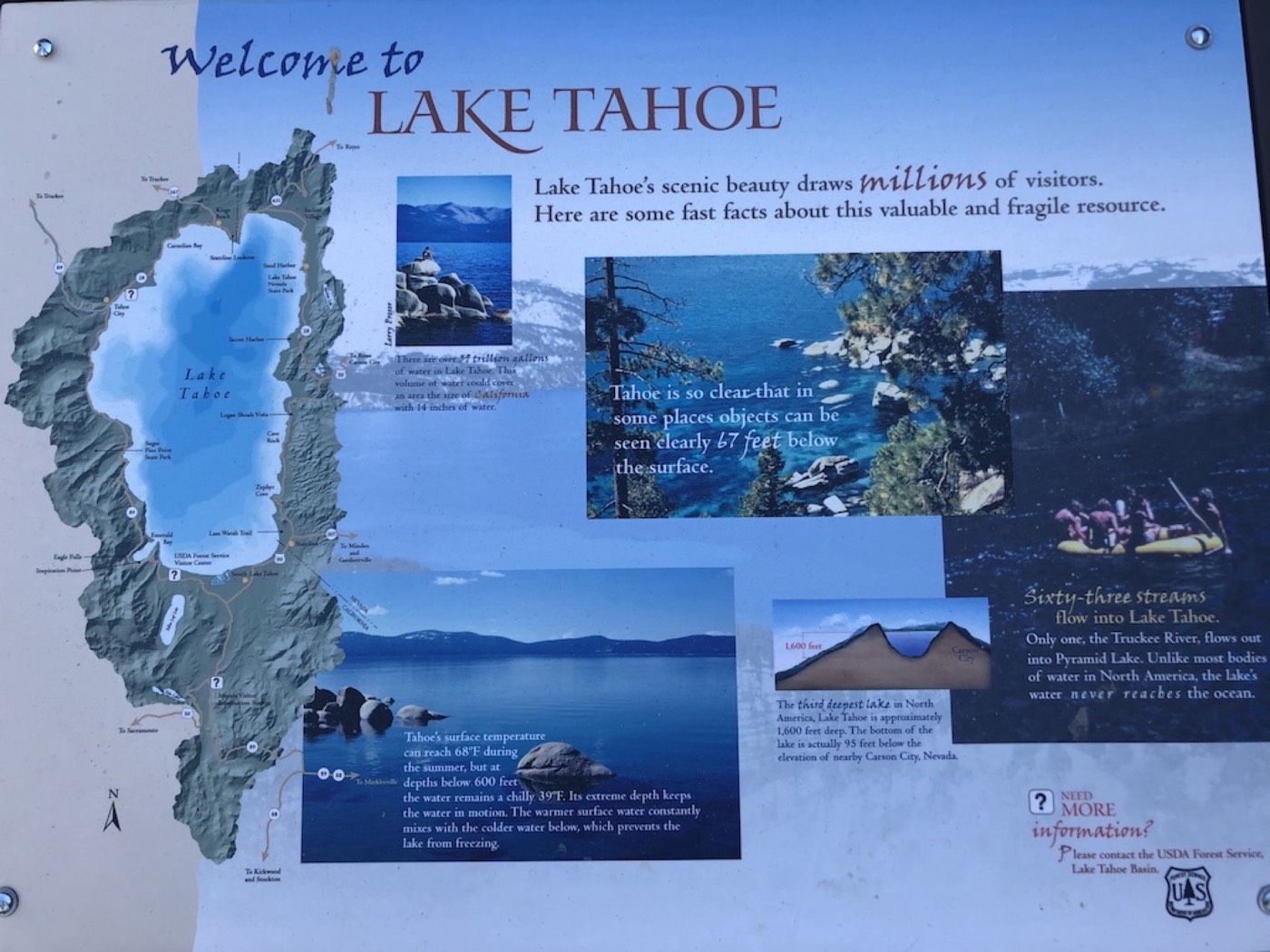 View across Lake Tahoe to the surrounding mountains